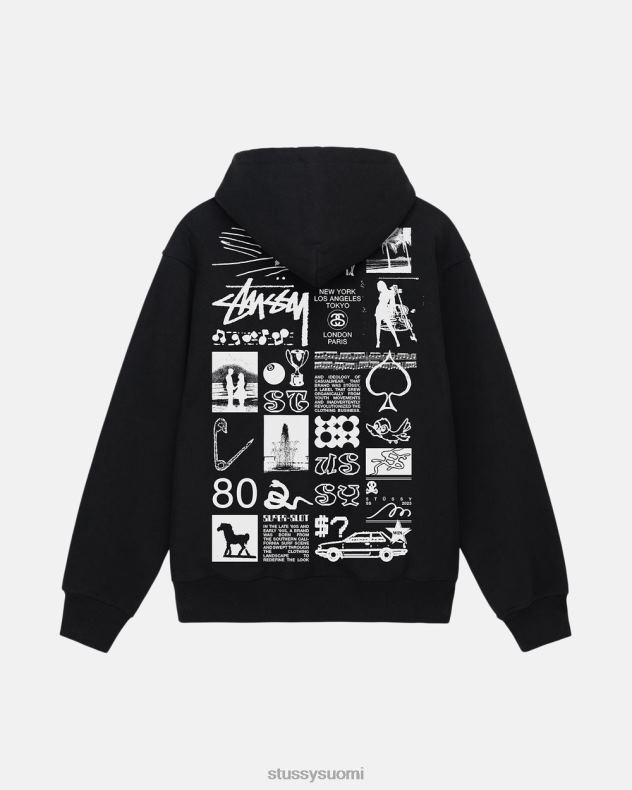hikoilee musta sara vetoketjullinen huppari STUSSY sukupuolineutraali 2886P166