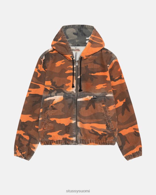 päällysvaatteet oranssi camo spray dye hupullinen työtakki STUSSY sukupuolineutraali 2886P360