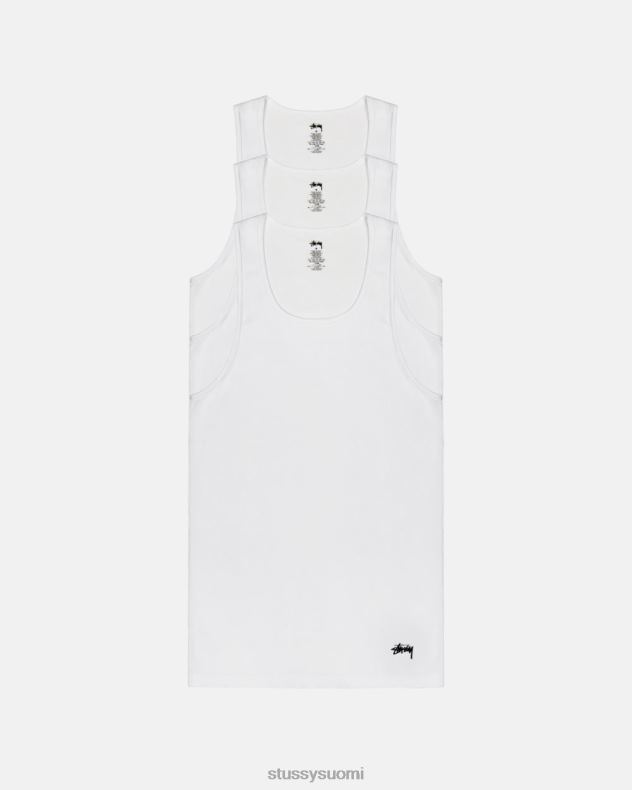 t-paidat valkoinen uritettu säiliö - 3 kpl STUSSY sukupuolineutraali 2886P91